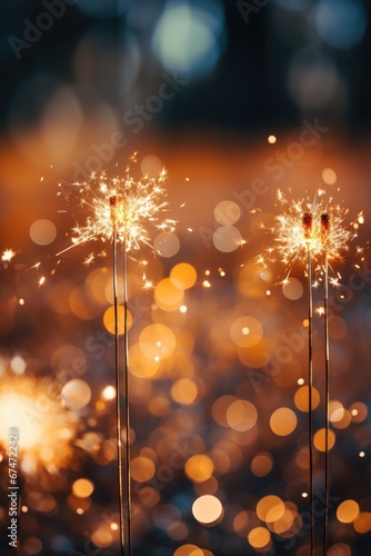 vertical shot of sparklers. Beautiful Christmas background. Generative AI