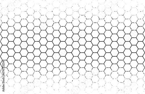 Rough, irregular texture composed of monochrome geometric elements. distressed grunge hexagon . Abstract vector illustration. Isolated on white background. Vector Format	 photo