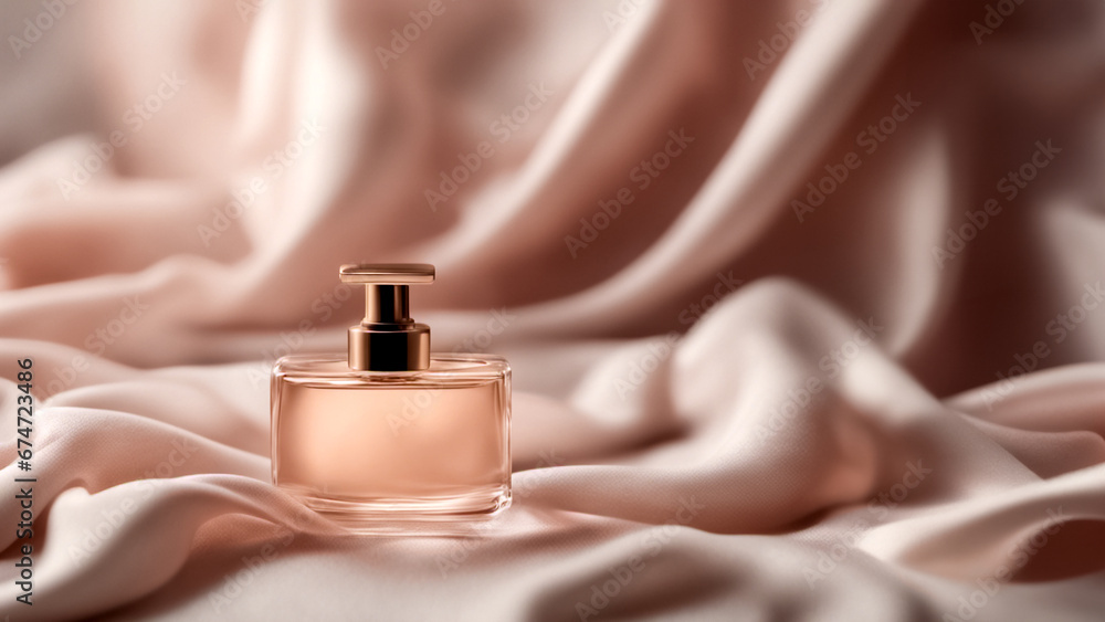 Eleganza in Una Bottiglia- Mockup di Profumo su Sfondo Delicato