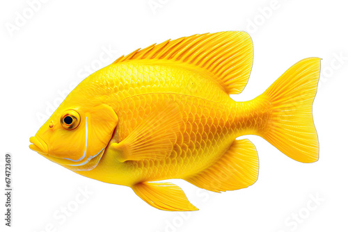 Beautiful real yellow sea fish on transparent background