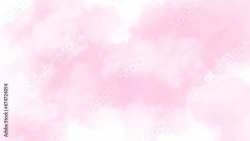 Pink sky background with white clouds.