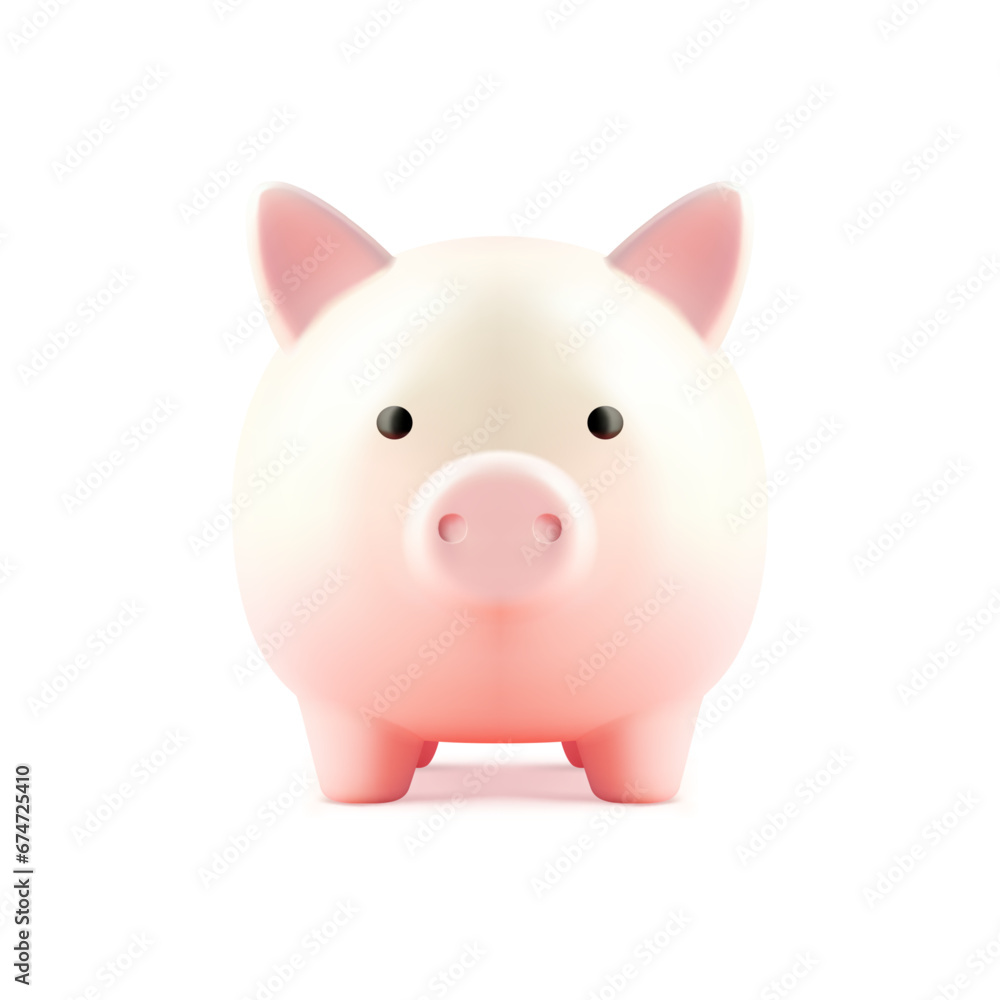 Pink glossy piggybank pig money box for savings financial storage fund 3d icon realistic vector Pink glossy piggybank pig money box for savings financial storage fund 3d icon realistic vector