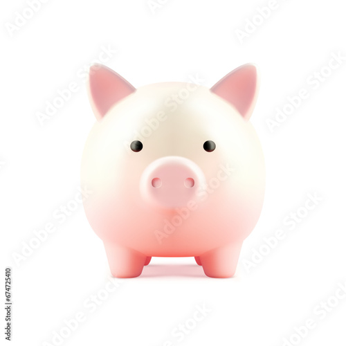 Pink glossy piggybank pig money box for savings financial storage fund 3d icon realistic vector