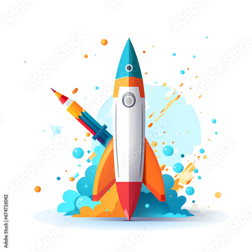 Creative flat rocket illustration
