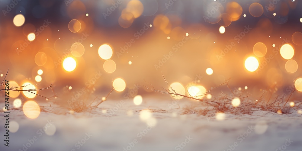 Dreamy soft Christmas background with a magical sparkling bokeh of party lights in a misty dreamy background over snow with copy space, generative ai Dreamy soft Christmas background with a magical sparkling bokeh of party lights in a misty dreamy background over snow with copy space, generative ai