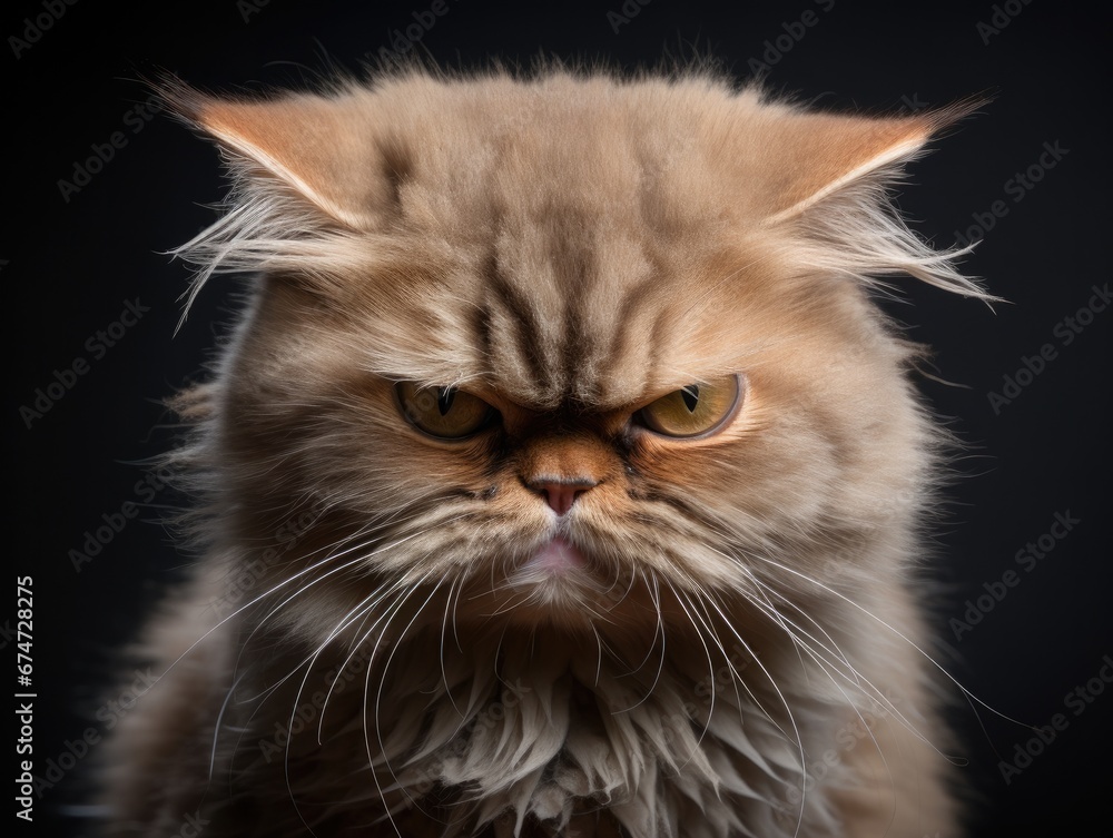 portrait of a grumpy cat. funny animal with high meme-potential. 