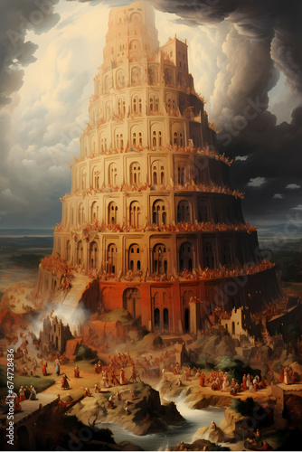 Biblical Tower, Nimrod Tower of Babel, Tower of Babel Bible Story, Babel Babylon, Digital Art photo