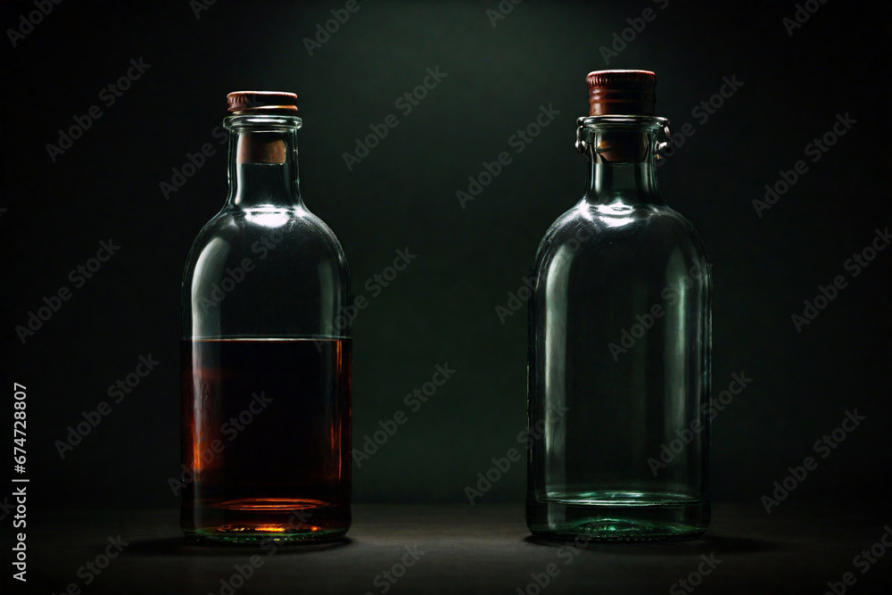 glass bottle low key shot. Created using generative AI tools glass bottle low key shot. Created using generative AI tools