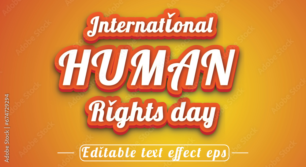 International human rights day white color 3d text effect Editable 3d styles 