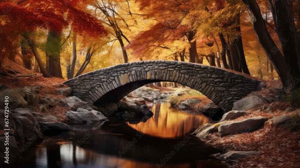 Obraz premium rustic autumn scenery day landscape illustration mountain sky, poster natural, outdoor rural rustic autumn scenery day landscape