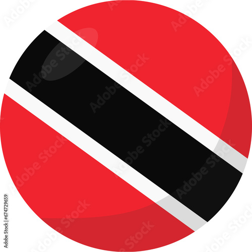 Trinidad and Tobago flag circle 3D cartoon style.