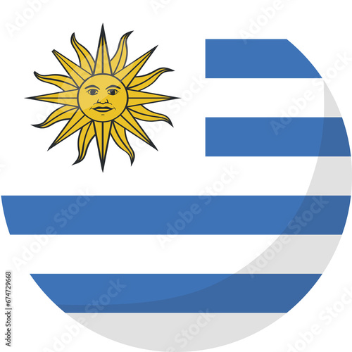 Uruguay flag circle 3D cartoon style.