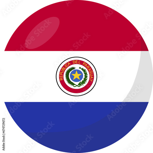 Paraguay flag circle 3D cartoon style.