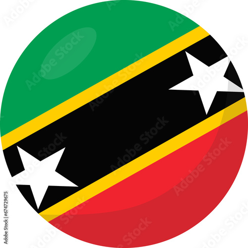 Free Download Saint Kitts and Nevis flag circle 3D cartoon style. - GFXLoad