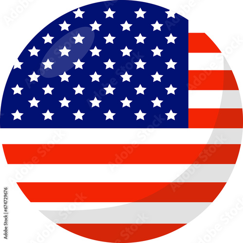 USA flag circle 3D cartoon style.