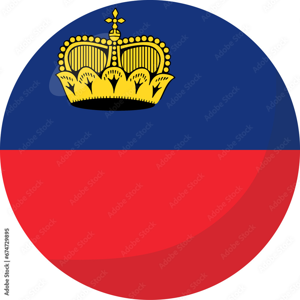 Obraz premium Liechtenstein flag circle 3D cartoon style.