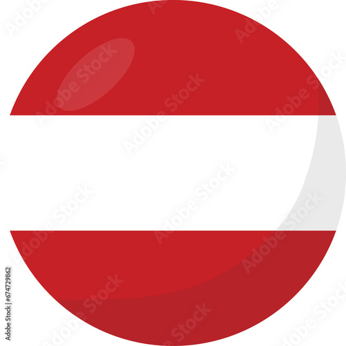Austria flag circle 3D cartoon style.