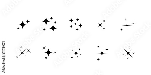 Sparkling star shimmer vector element set