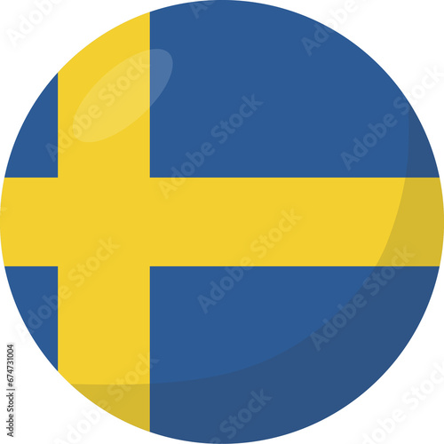 Sweden flag circle 3D cartoon style.