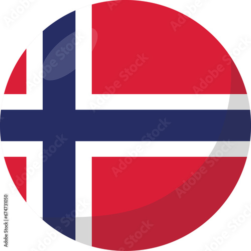 Norway flag circle 3D cartoon style.