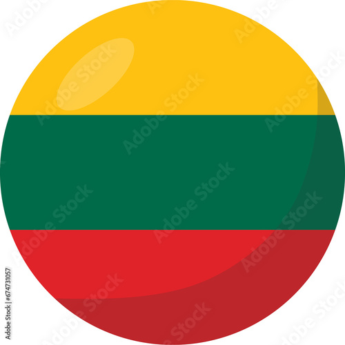 Lithuania flag circle 3D cartoon style.
