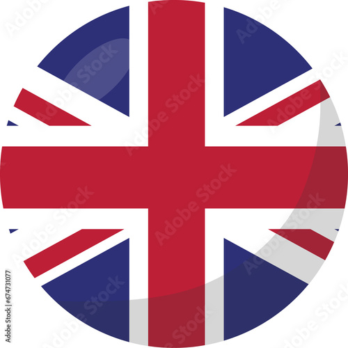 UK flag circle 3D cartoon style.