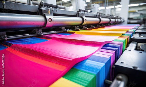 A Vibrant Assortment of Colorful Paper on a High-Speed Printer