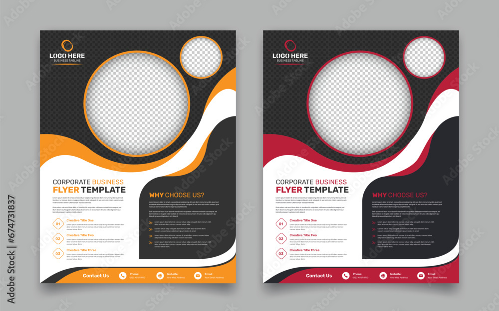 Corporate modern business flyer design with abstract shapes