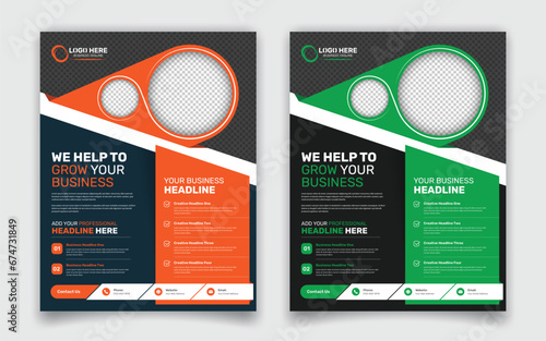 Business promotional dark corporate flyer template design with two color variation