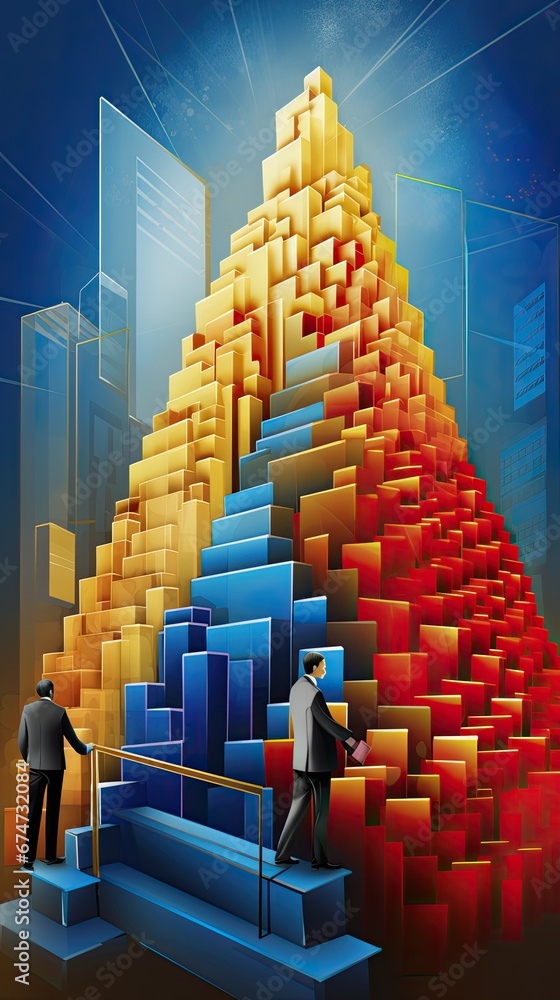 Obraz premium conceptual image with businessman symbolising rising stock value. 