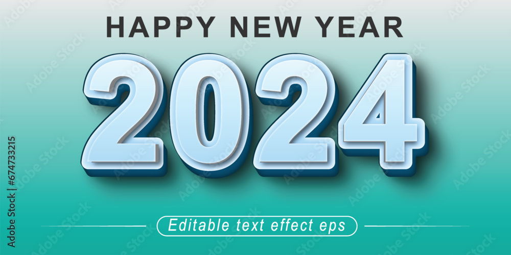 New year 2024 white color 3d text effect Editable 3d styles New year 2024 white color 3d text effect Editable 3d styles