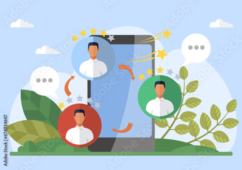 Social media. Vector illustration. Groups on social media platforms facilitate collaboration and knowledge sharing Effective communication is key to building strong social media presence