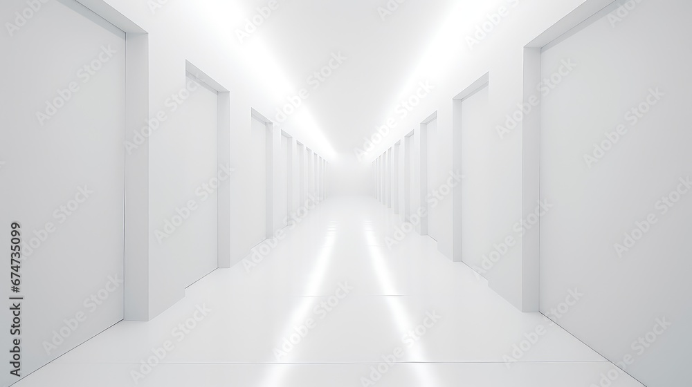Obraz premium room white wall corridor background illustration hall floor, hallway inside, light space room white wall corridor background