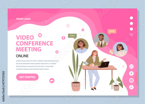 Video conference. Vector illustration. The video conference provides platform for virtual discussions and collaborations The digital connection creates sense togetherness during video conference