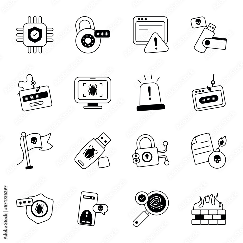 Set of Data Encryption Glyph Icons
Set of Data Encryption Glyph Icons