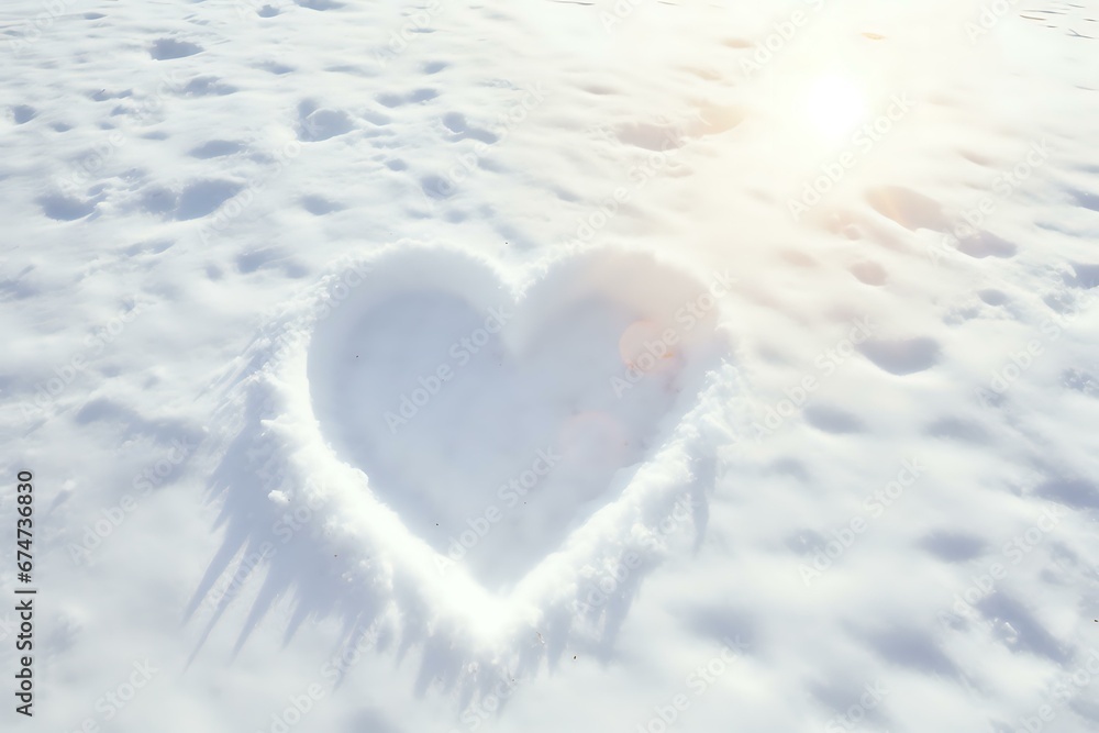 white heart in the snow. Generative AI
