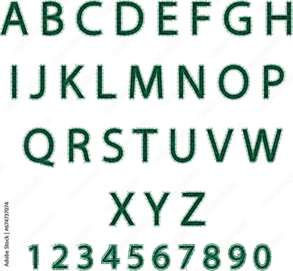 green word font alphabets vector 