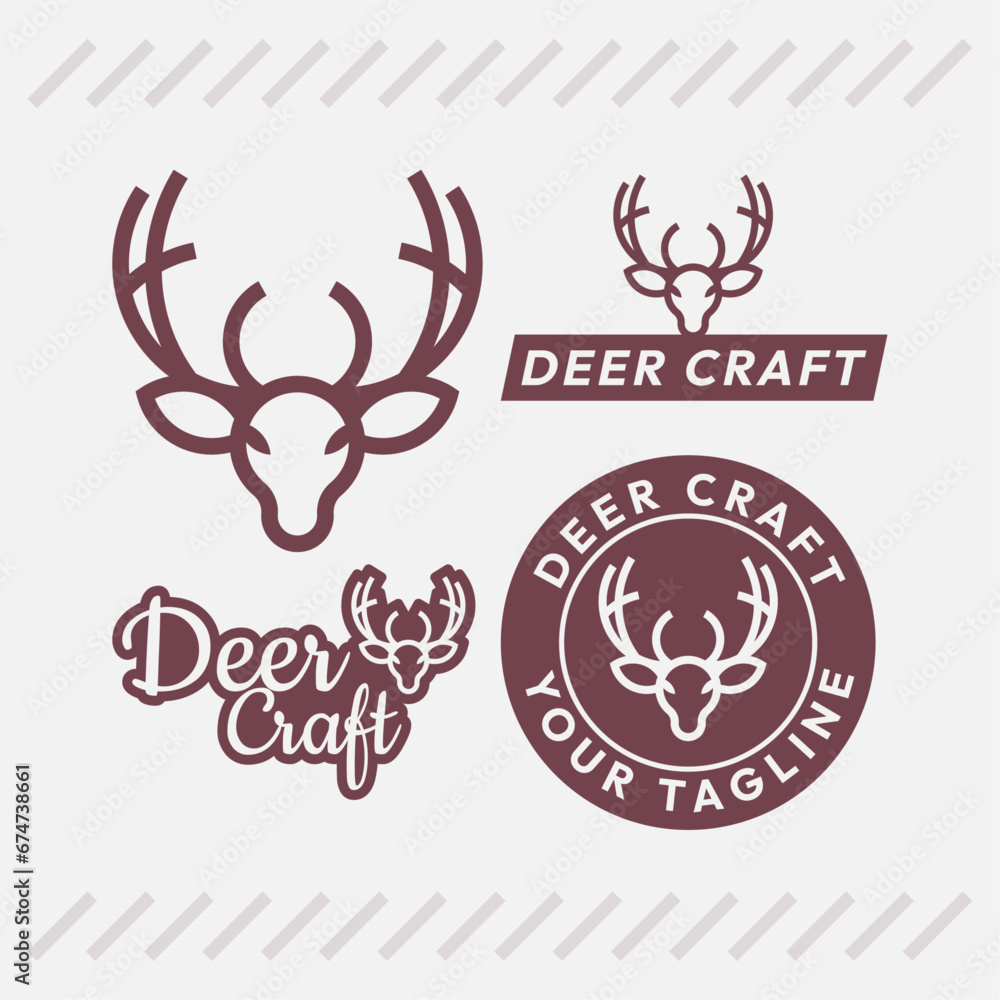 set of Deer craft labels or logo set of Deer craft labels or logo