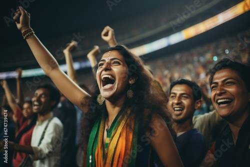 Crowd of people in sport stadium cheering excited © blvdone