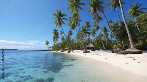 Golden sunlight on tropical summer beach with soft sand and crystal clear ocean water