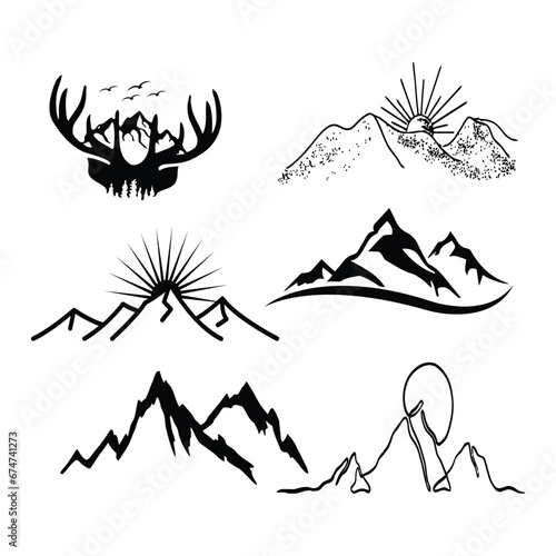 Mountain icon Logo Pro Vector Set.