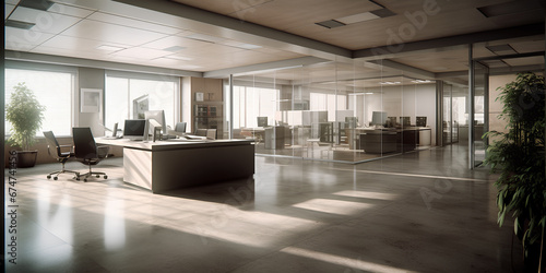 Empty open space office. Modern interior