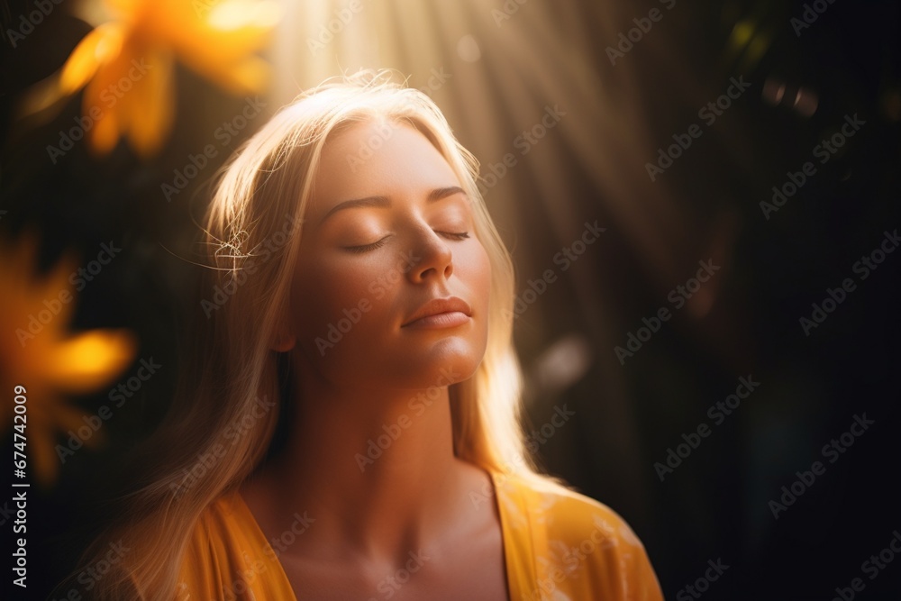 Fototapeta premium The Serenity of a Dreaming Woman