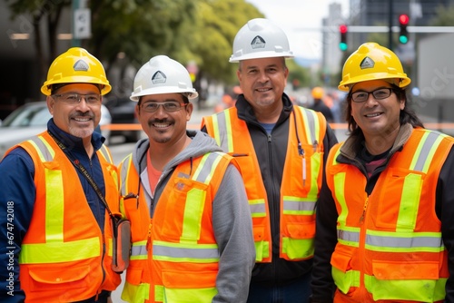 A Group of Men in Safety Vests Forming a Line for Work