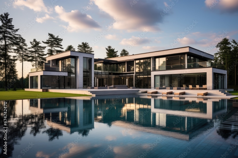 The Grand Residence with a Serene Pool Overlooking the Majestic Landscape