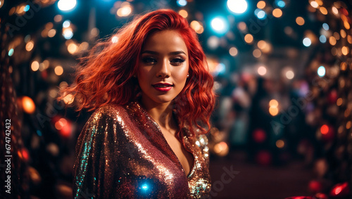 Portrait of a beautiful girl at a disco