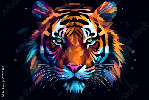 A pixelated digital illusion of a majestic tiger, its pixelated stripes creating a mesmerizing pattern.