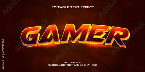 Free vector gamer and yellow editable text effect 3d text style