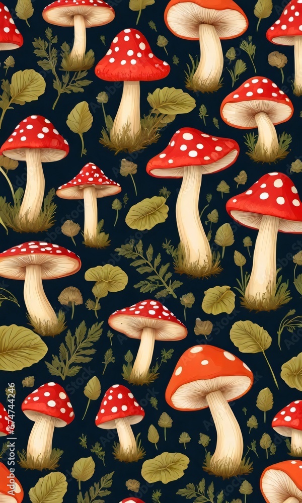 Seamless Pattern With Mushrooms. Seamless Pattern With Mushrooms.