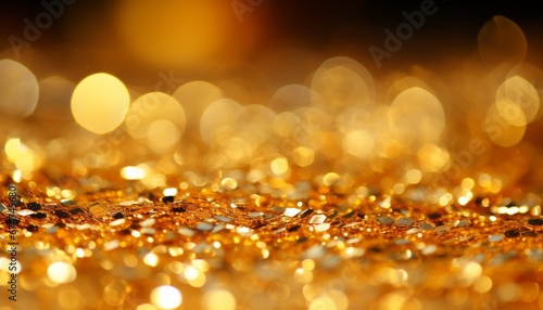 golden particle fluid with radiant glow and shimmering light glitter in enchanting golden sparkles